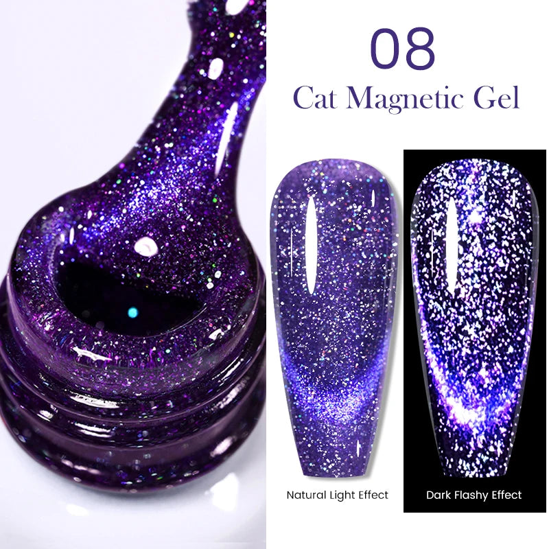 BORN PRETTY 10ml Black Glass Cat Magnetic Gel Nail Polish Silver Gold Glitter Semi Permanent Soak Off UV LED Gel Varnish