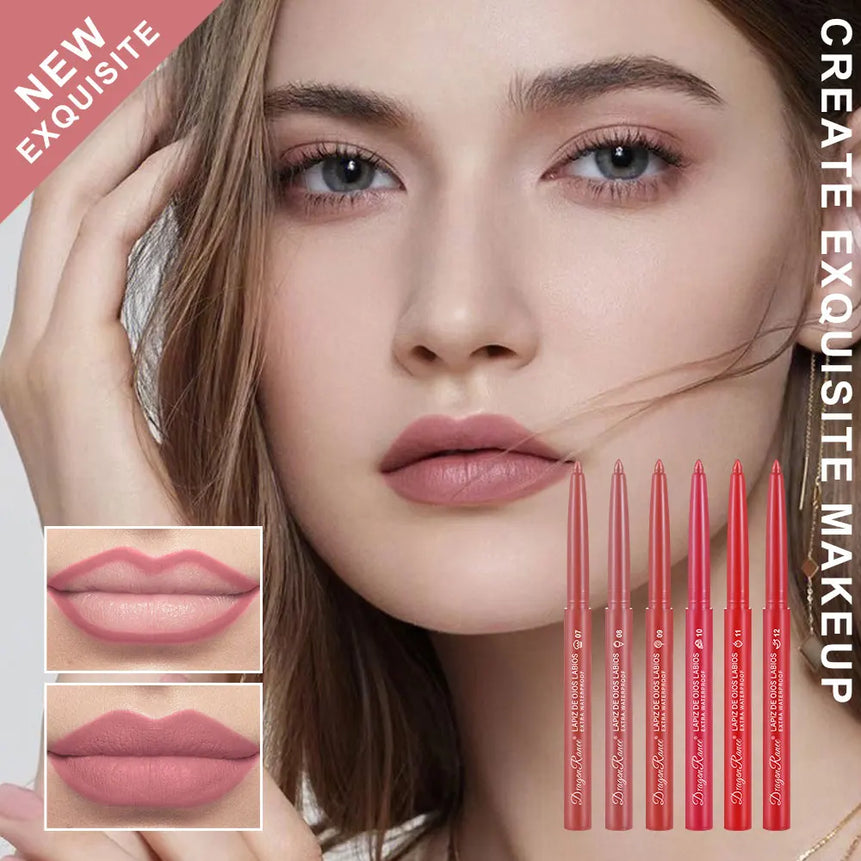 Lip Liner Lipstick Pen Waterproof Long-Lasting Hook Line Lip Pencil Matte Matte Beginner Automatic Lip Liner Bean Paste Color Hook Pen Automatic Rotating Lip Liner