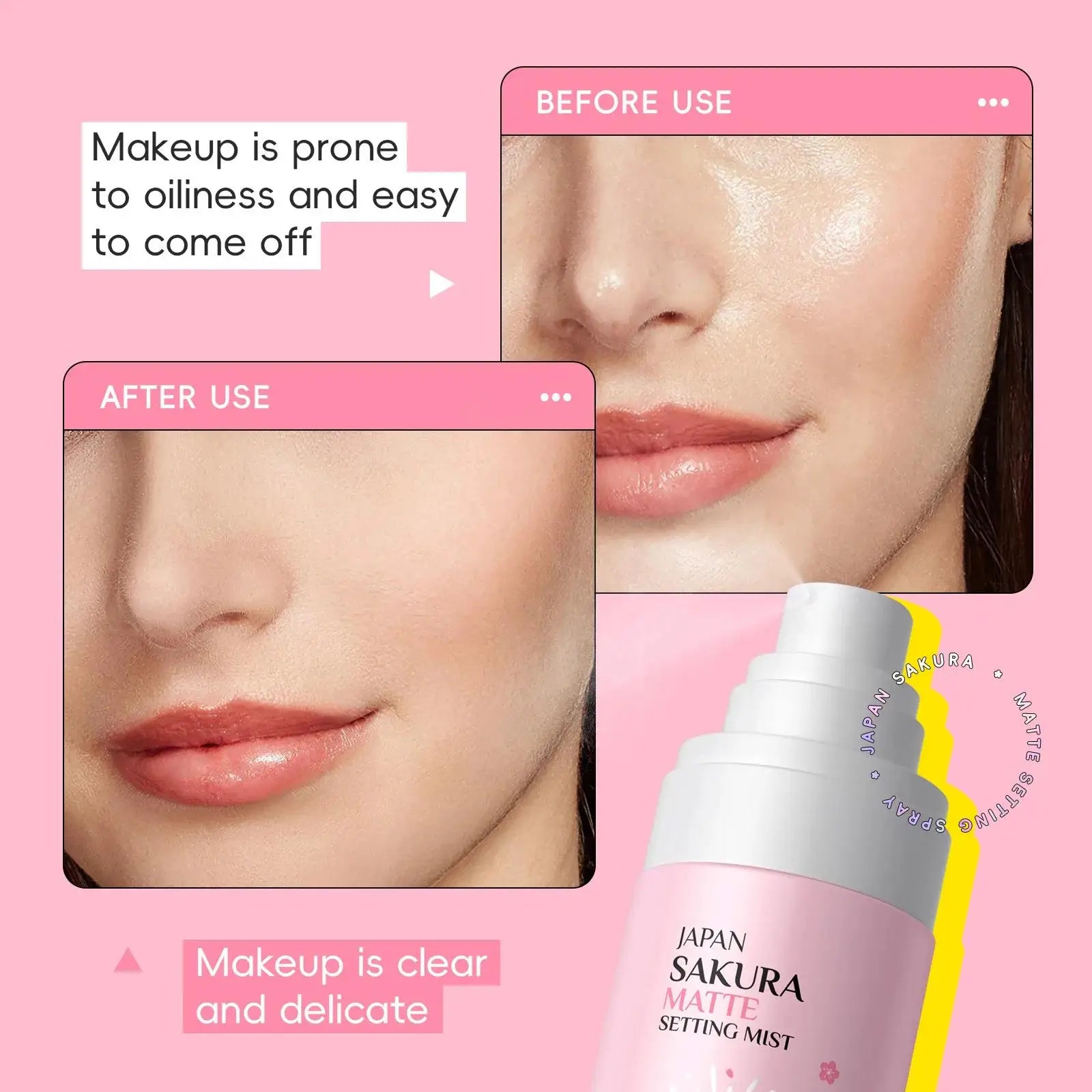 Matte Finish Makeup Setting Spray Oil Control Long Lasting 80ml Japan Sakura Moisturizing Face Primer Non Sticky