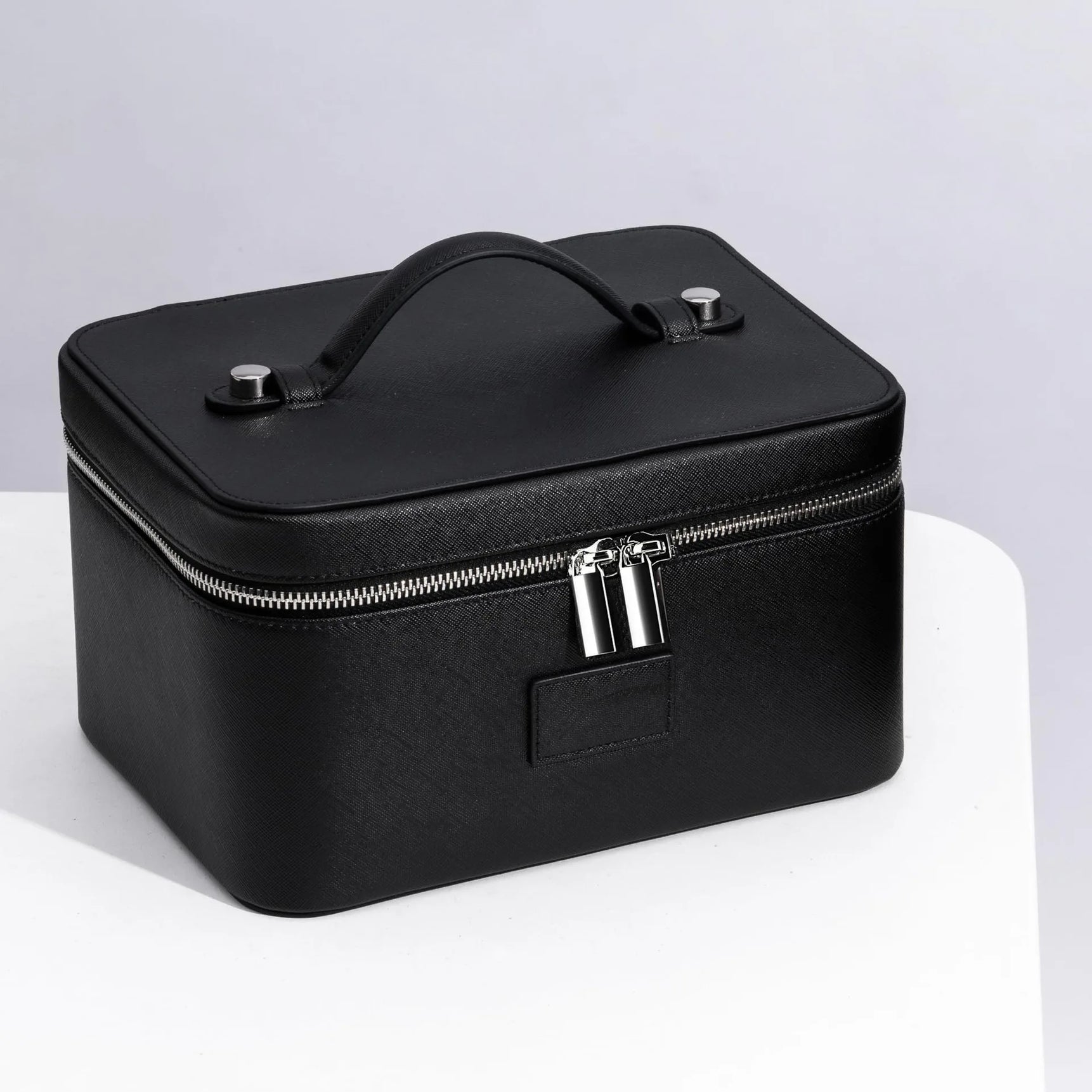 Fashion PU Handheld Makeup Bag with Compartment Large Capacity Portable Leather Makeup Pack Waterpoor Leather Cosmetic Pouch