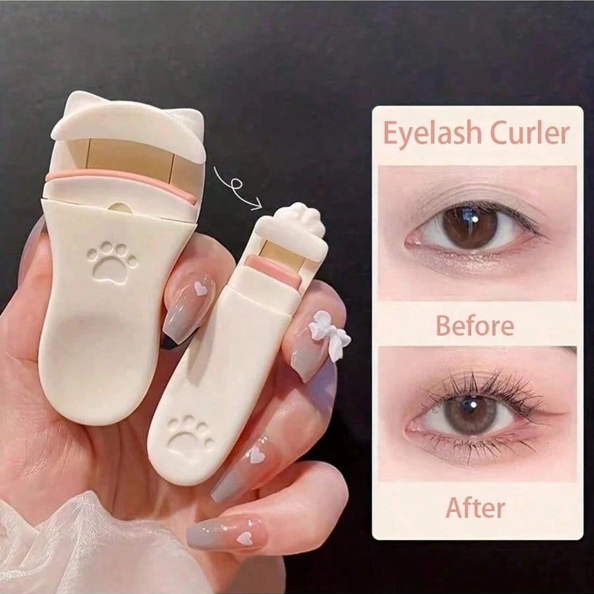 2Pcs Portable Eyelash Curler,Cat Claw Eyelash Curler, Edgeless Long Lasting Curling Tool, Gentle Half Clip For Natural Eyelashes