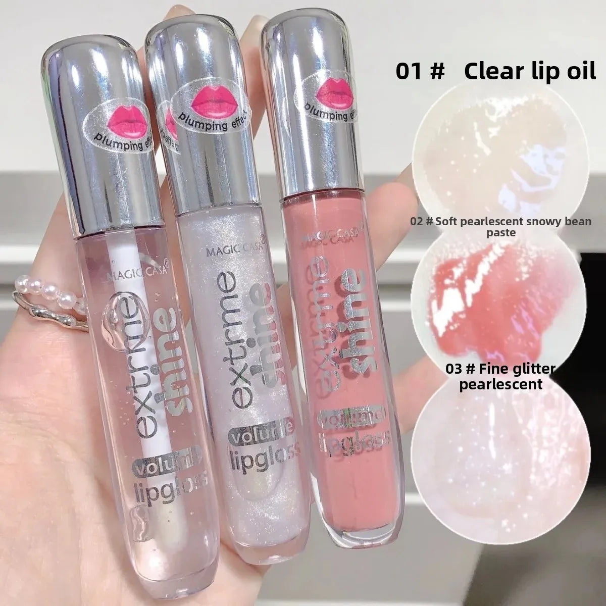 Fine Shimmer Lip Oil Gloss Long Lasting Hydrating Moisturizer Transparent Water Based Pearlescent Lip Glaze