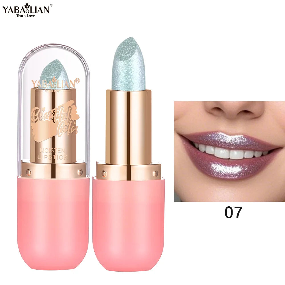 Metallic Violet Chameleon Lipstick Color Changing Matte Glitter Diamond Lipstick Waterproof Pearl Shine Lip Gloss Sexy Makeup