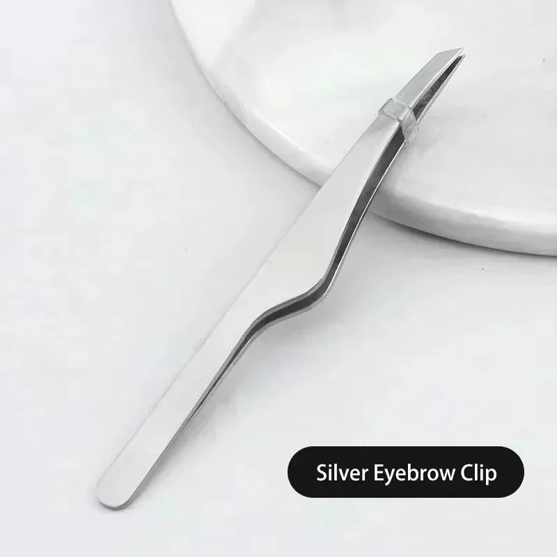 Hair Removal Tweezer Stainless Steel Eyebrow Tweezers Slant Tip for Eyelash Extensions Professional Precision Clip Makeup Tools