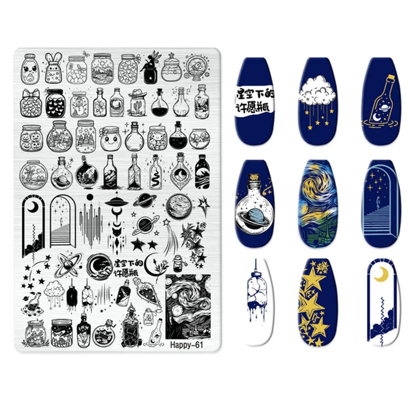 Maple Leaf Nail Stamping Plates Autumn Winter Leaves Design Polish Stencil Nail Printing Stamp Image Manicure Mold Stencil Tool
