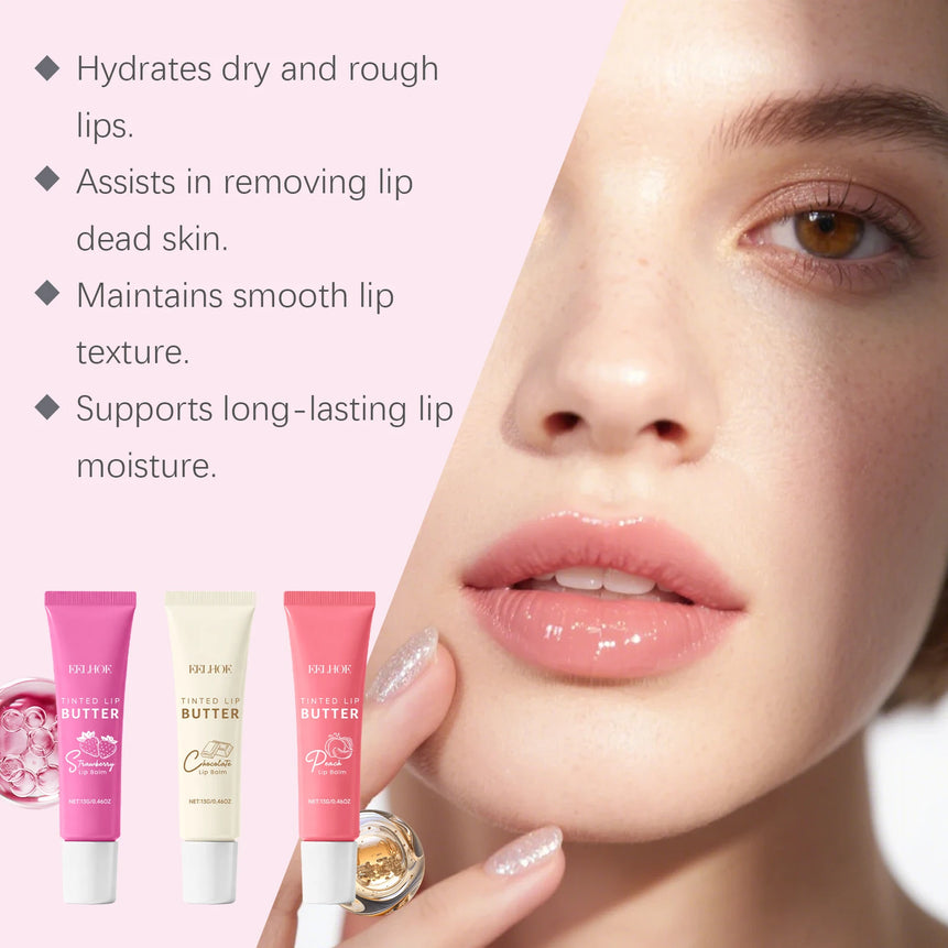 3 Packs Tinted Lip Balm Set Christmas Gift Box Hydrating Lip Care with Sheer Color Moisturizing Lipstick for Dry Chapped Lips