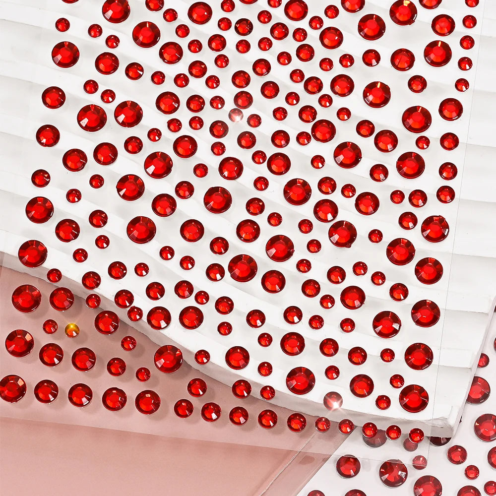1pc Red Face Gems Jewels Rhinestone Stickers Self Adhesive Gems Stickers DIY Bling Jewel Crystal Sticker for Hair Face Eyes Body