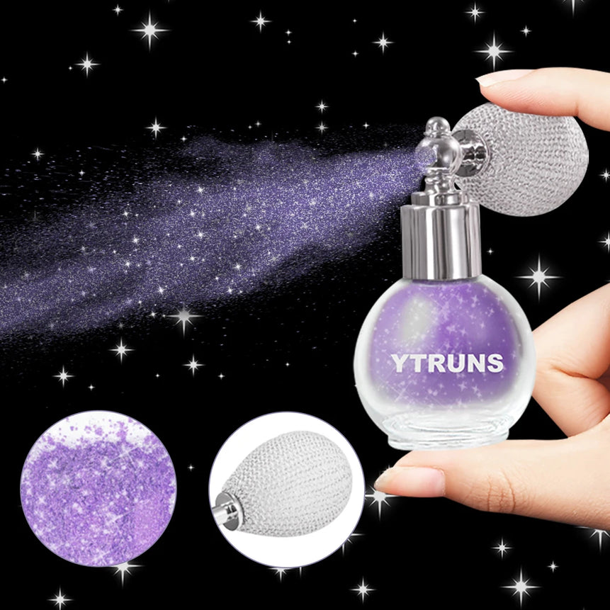 Star glitter spray, body makeup highlighter, 3D glitter powder, suitable for performance and dance party
