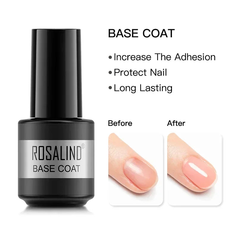 ROSALIND Glossy Matte Top Coat Nail Gel Polish Rhinestone Top Coat Glue Gel Varnishes Semi Permanent UV/LED Cure