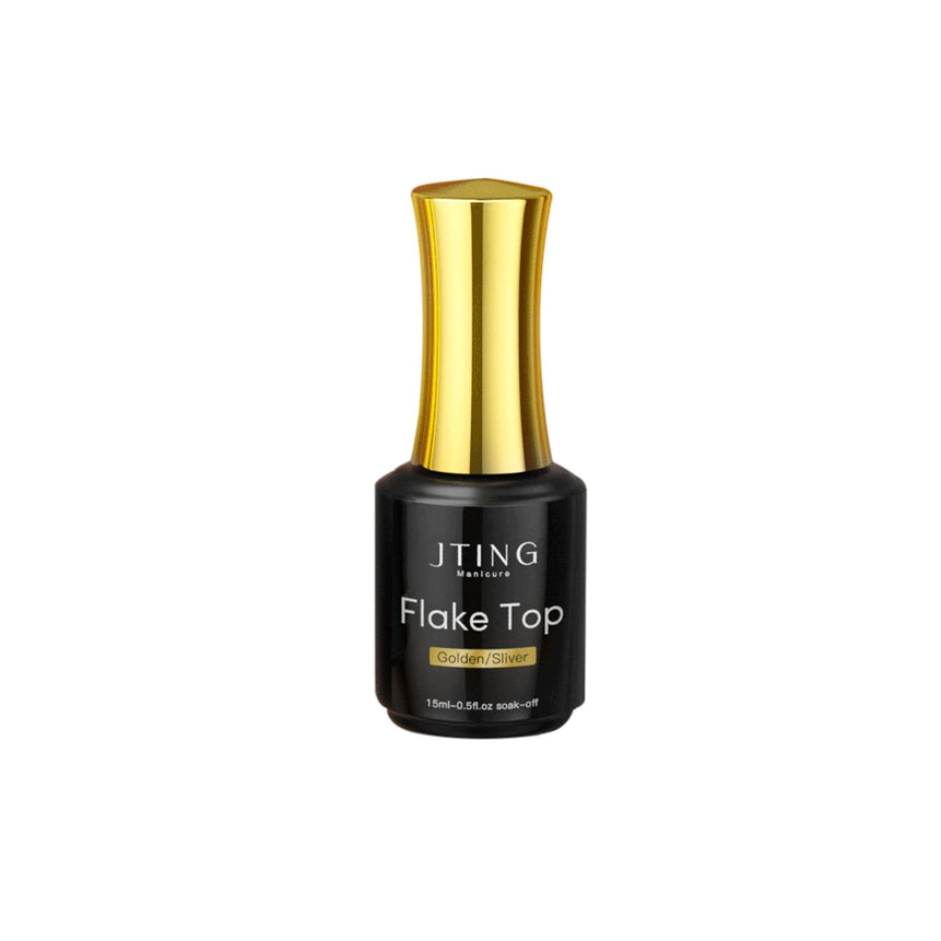 JTING 1pc 15ml Popular Glitter Chrome Foil Flakes Gold Sliver Top Coat Base Gel Polish