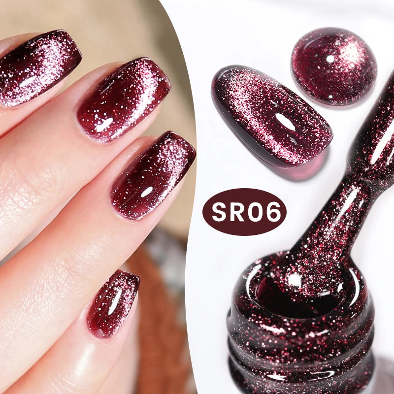 BORN PRETTY 10ml Black Glass Cat Magnetic Gel Nail Polish Silver Gold Glitter Semi Permanent Soak Off UV LED Gel Varnish
