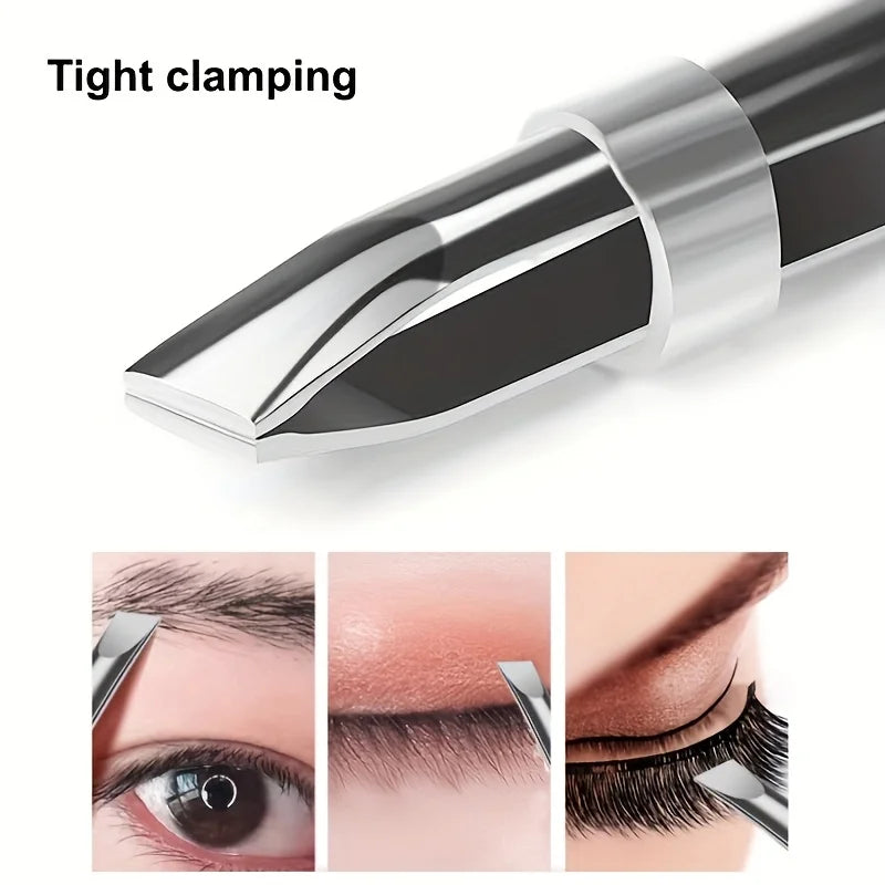 Stainless Steel Slant Tweezers with Non-Slip Tip - Heavy-Duty Precision for Eyebrow Grooming Eyelash Application & Trimming