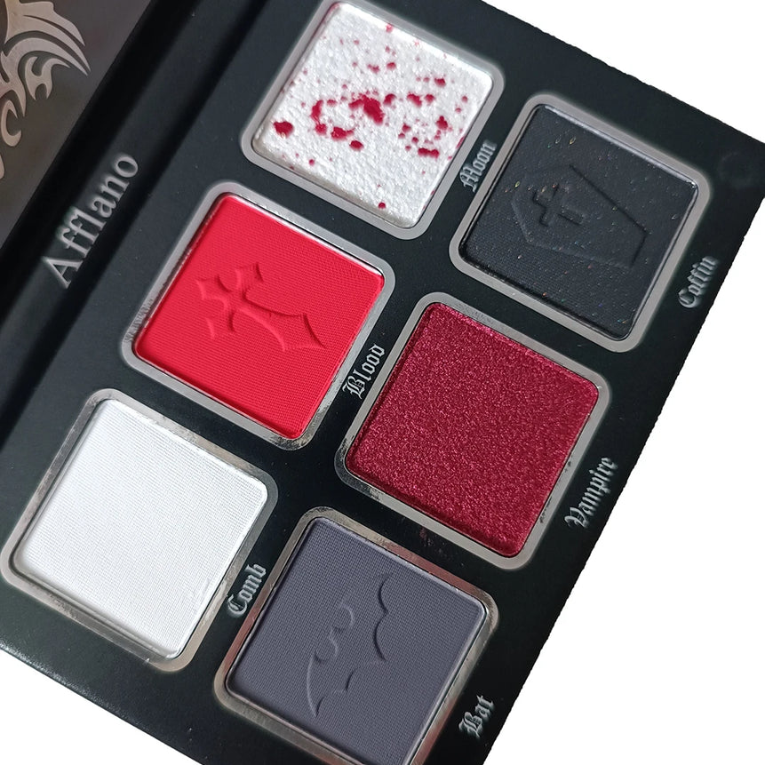 Afflano 6 Colors Eyeshadow Palette Makeup Matte Shimmer Glitter Smokey Gothic High Pigmented Longlasting Eye Makeup Halloween
