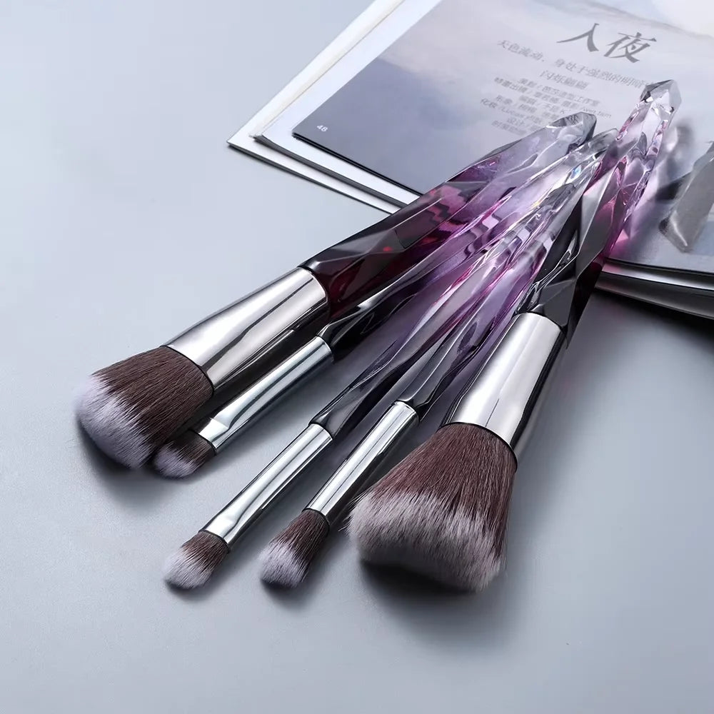 5-10 purple makeup brush quality synthetic foundation, loose powder contouring concealer eyeshadow, professional makeup tool