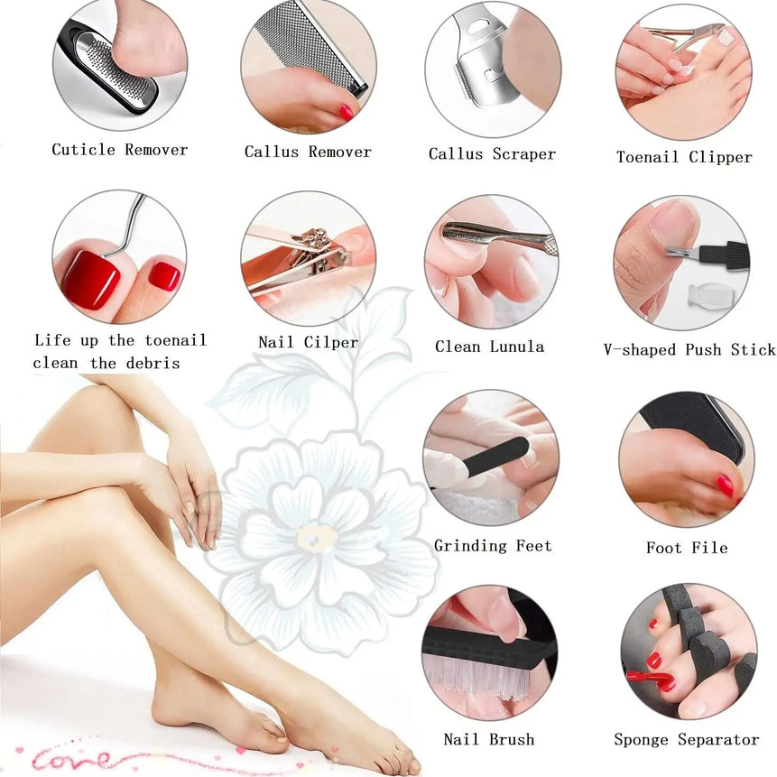 Pedicure Kit 8/10/23 in 1 Stainless Steel Professional Pedicure Tools Set Foot Rasp Peel Callus Dead Skin Remover