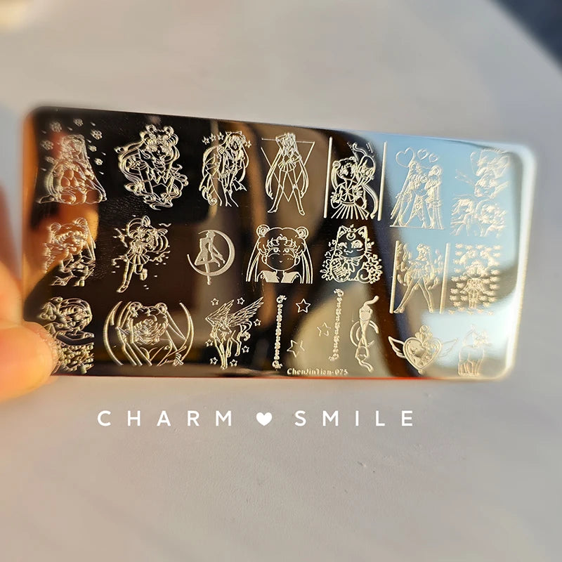 Cartoon Characters Stamping Plates  French Line Geometry  Flowers Leaves Animals Image Stainless Steel Nail Art Template Stencil
