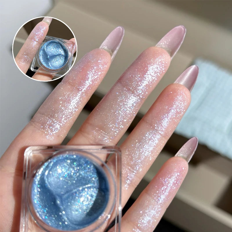 CACE Diamond Sparkle Highlighter Cream Monochrome Shimmering Pearl Silver Face Contour Brighten Makeup Glitter Highlight Gel