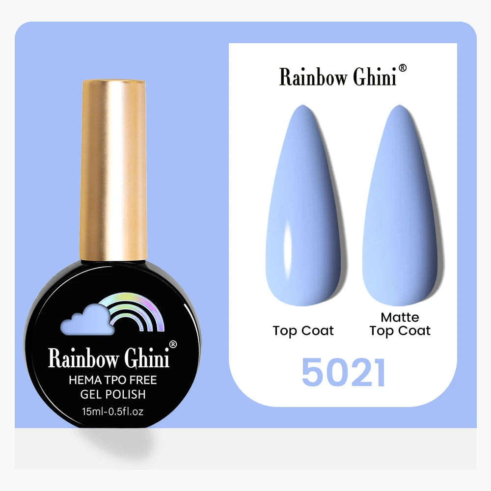 Rainbow Ghini 15ML 146 Colors Long-Lasting Colorful Gel Nail Polish Professional UV/LED Gel Polish Base Coat Matte Top Coat