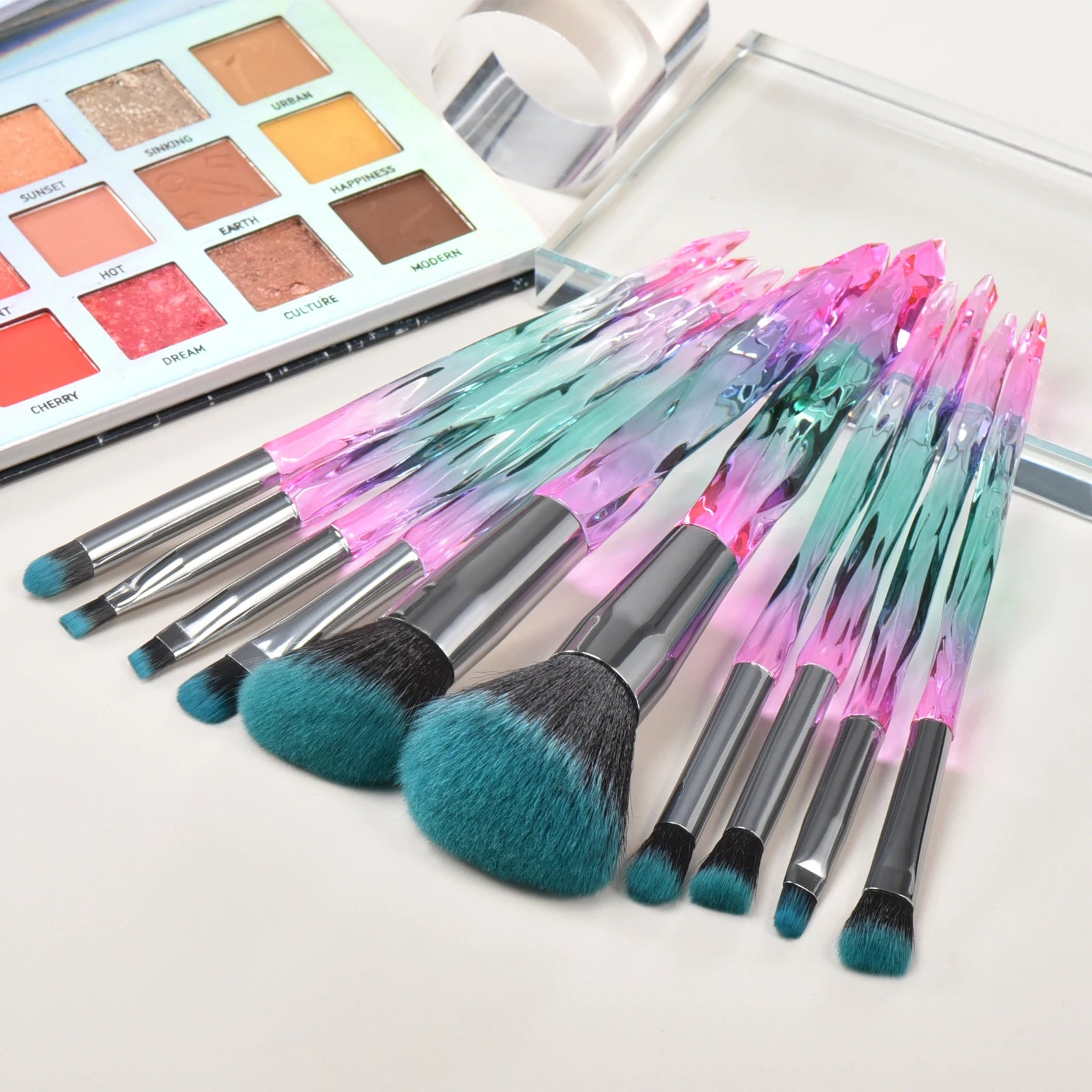 5/10 makeup brushes, crystal-textured makeup brush set, loose powder contouring eyeshadow suitable for ladies/girls