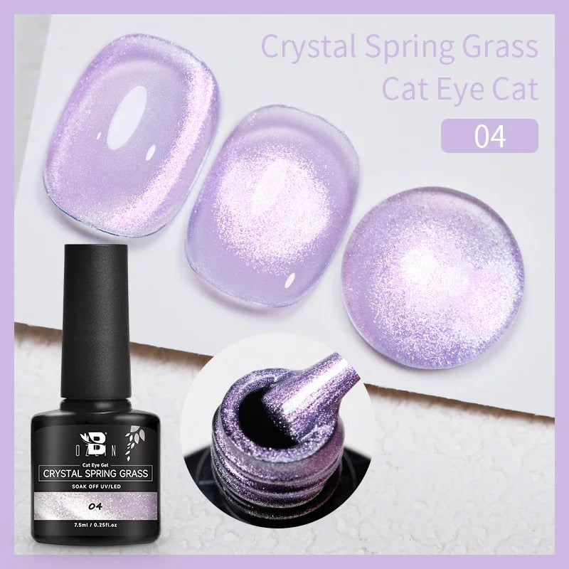 AWStorG 7.5ML Golden Gradient Cat Eye Magnetic Gel Sparkling Glitter Nail Polish Semi Permanent UV Nail Art No Need Base Color