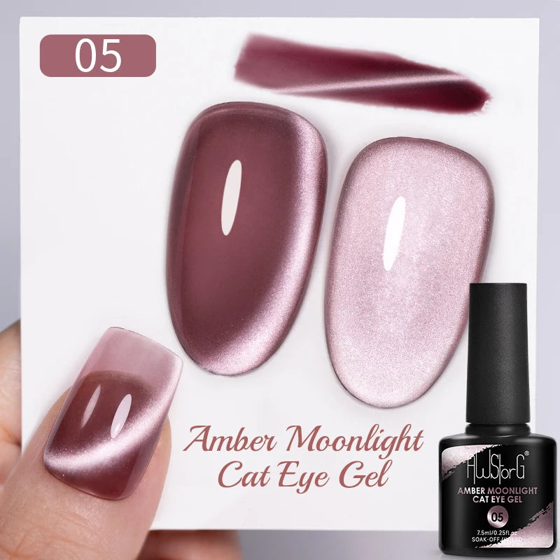 AWStorG 7.5ML Golden Gradient Cat Eye Magnetic Gel Sparkling Glitter Nail Polish Semi Permanent UV Nail Art No Need Base Color