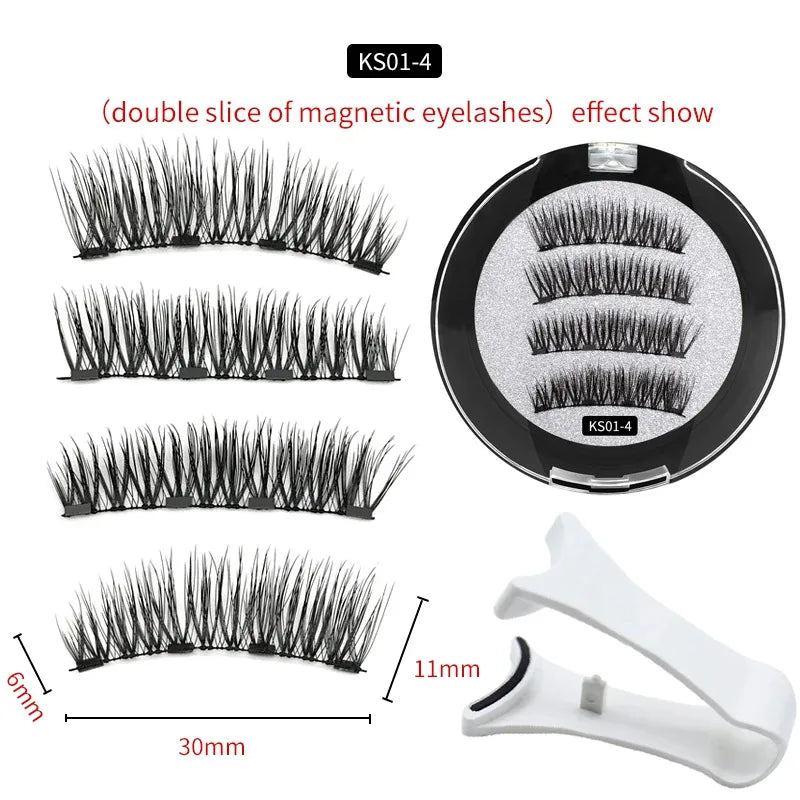 3D Magnetic False Eyelashes Reusable Magnetic Eyelashes With 4 Magnetic Lashes Natural Eyelash Extension Makeup Tools