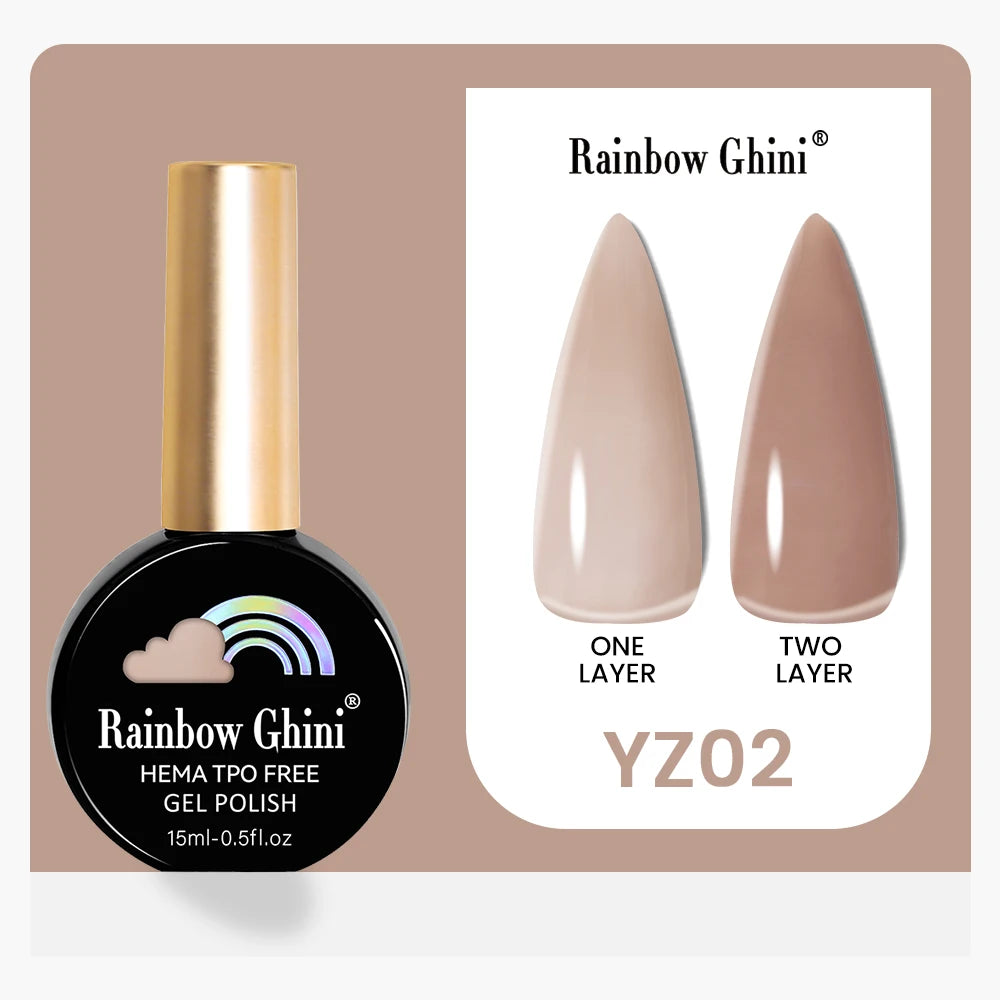 Rainbow Ghini 15ML 146 Colors Long-Lasting Colorful Gel Nail Polish Professional UV/LED Gel Polish Base Coat Matte Top Coat