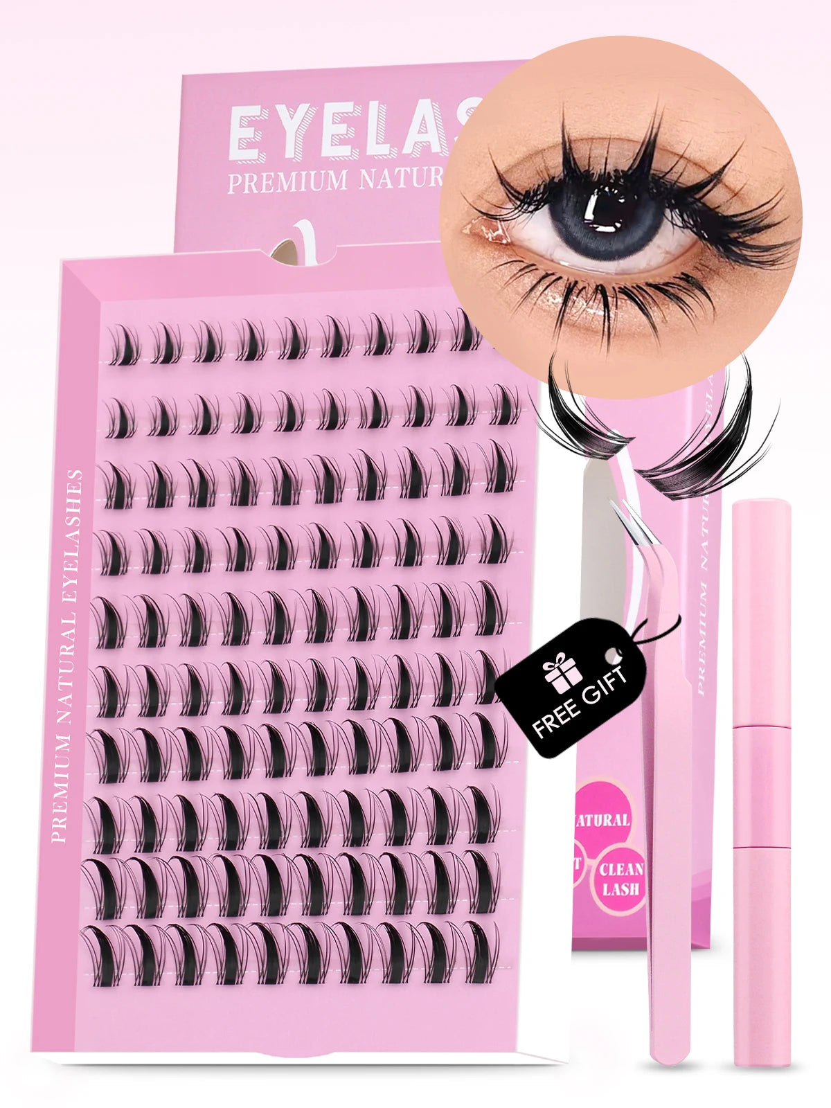 GROINNEYA DIY Lash Kit 10-18mm Manga Lashes Mixed Tray Lash Clusters Individual Eyelashes Kit with Lash Bond DIY Lashes
