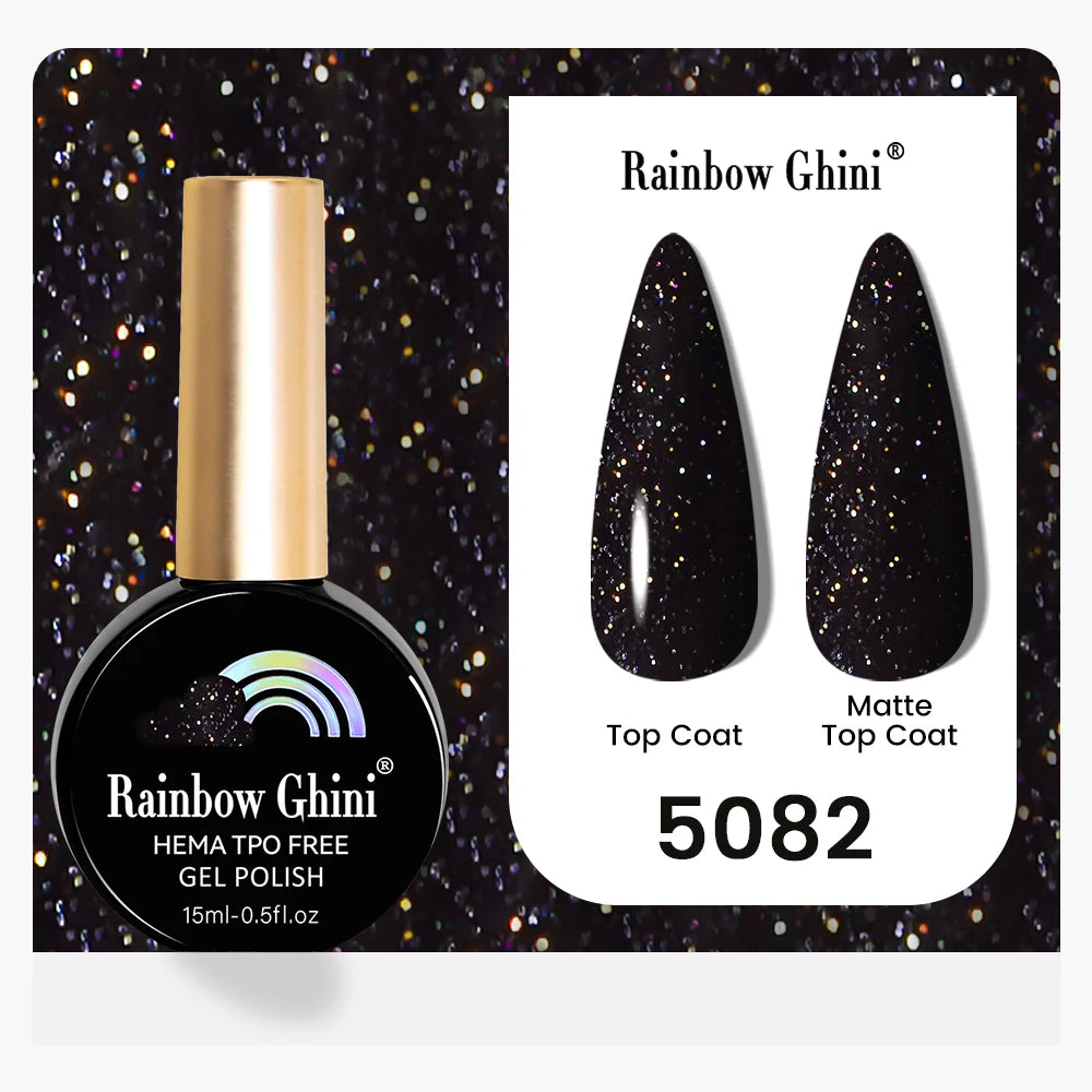 Rainbow Ghini 15ML 146 Colors Long-Lasting Colorful Gel Nail Polish Professional UV/LED Gel Polish Base Coat Matte Top Coat