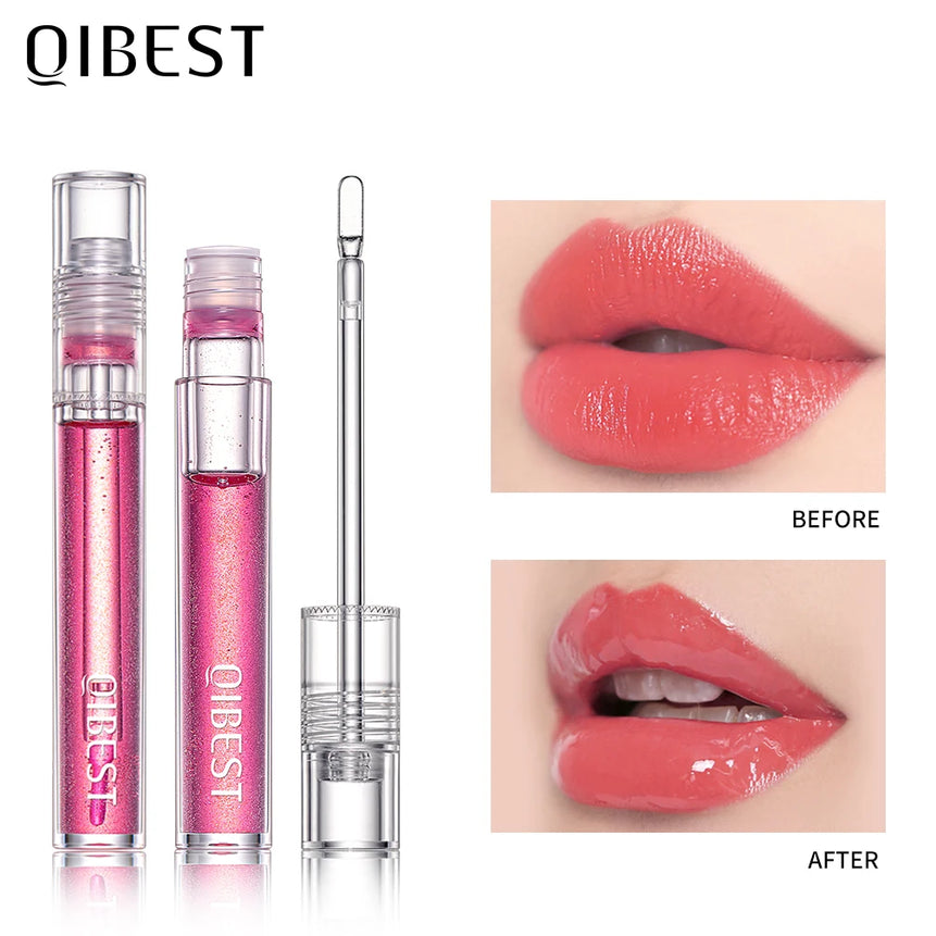 QIBEST Moisturizer Plumper Lip Gloss Lip Tint Natural Nutritious Long-lasting Plumping Lips Balm Cream Care Cosmetics Makeup