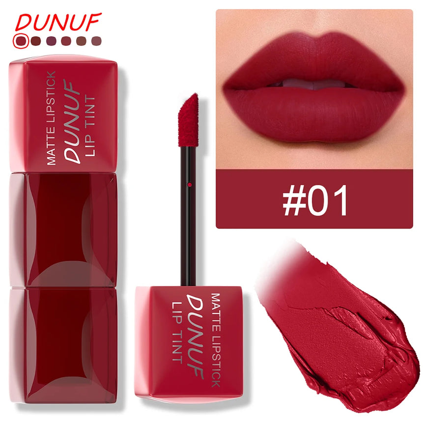 DUNUF 1pcs Liquid Matte Lipstick Velvet Matte Women'S Makeup Long-lasting Waterproof Non-stick Cup Non-fade Lip Gloss