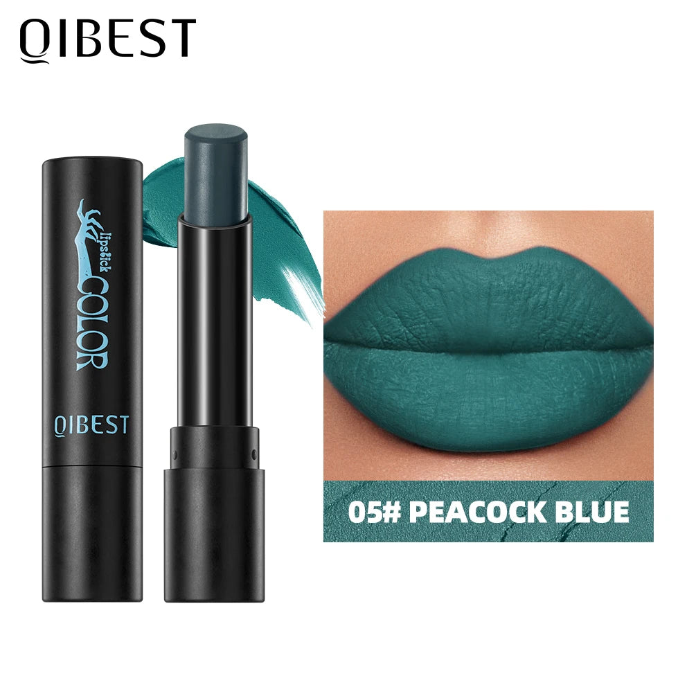 QIBEST Nude Velvet Matte Lipstick Long-lasting Highly Pigmented Lip Tint Not Stick Cups Red  Green Orange Black White Lip Stain