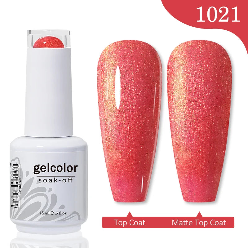 Arte Clavo 15ml Rose Red Pink Color Gel Nail Polish Autumn Winter Hot Sale Long Lasting Soak Off For Manicure Nail Art Gel