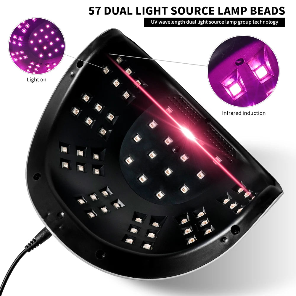 UV/LED Nail Dryer Lamp 57 LEDS Quick Drying Gel Polish Curing Light With LCD Display Manicure Equipment Tools for Acrylic Gel