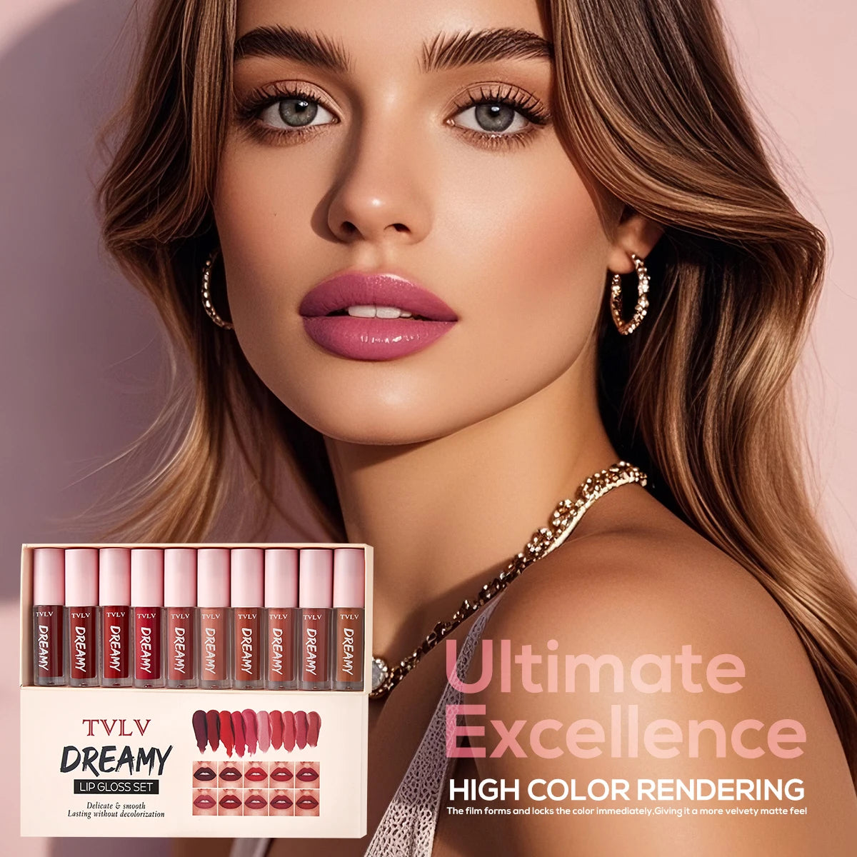 10 Color Mouth Red Lip Glaze Makeup Set, Exquisite, Practical, Comfortable, Portable, Easy To Apply Makeup Set Christmas gift