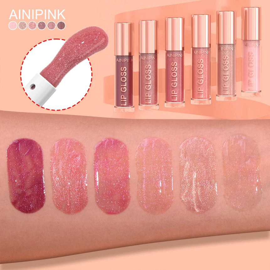 Glitter Lip Gloss Lipstick, Lip Tint Moisturizing Hydrating Long Lasting  Non-Stick Cup Waterproof Nude Lip Plumper High Pigment