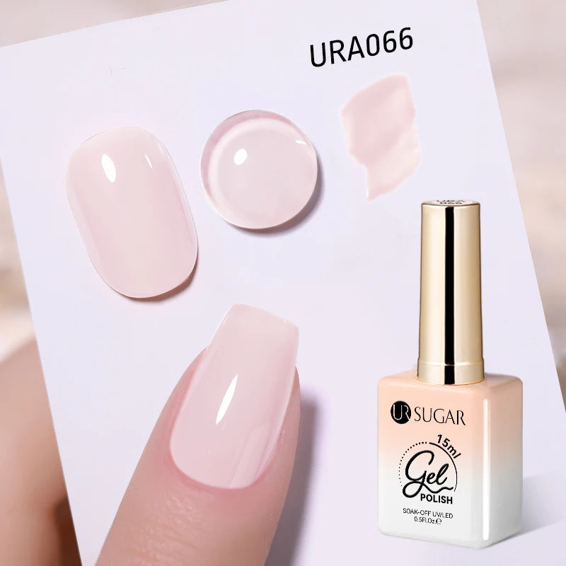 UR SUGAR 15ml Crystal Milky Jelly White Nude Gel Nail Polish Transparent Semi-permanent UV Gel Nail Art Soak Off Gel Varnish