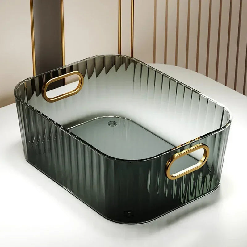 Rectangular Desktop Cosmetic Storage Drawer Stackable Green Box Acrylic Rack Sundries Snack Makeup Storage Basket Organizer