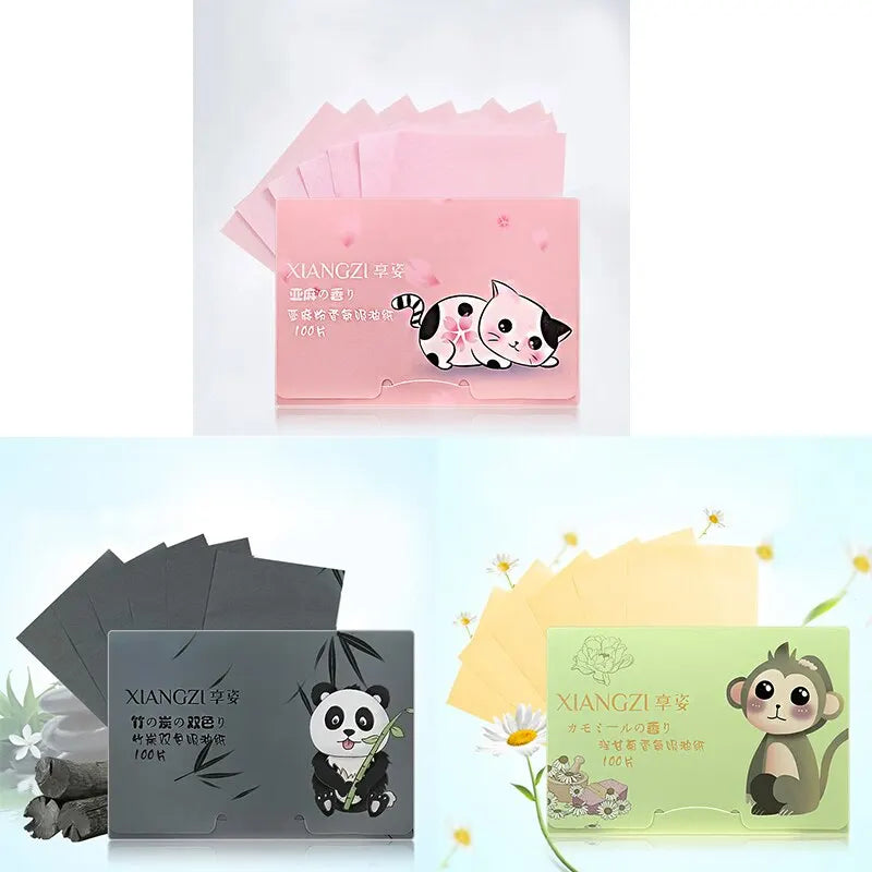 300PCS/Box Face Paper Absorbent Oil Control Face Cleanser Wipes Makeup Cleansing Oil Blotting Sheets Oil Absorbing Paper Tissues