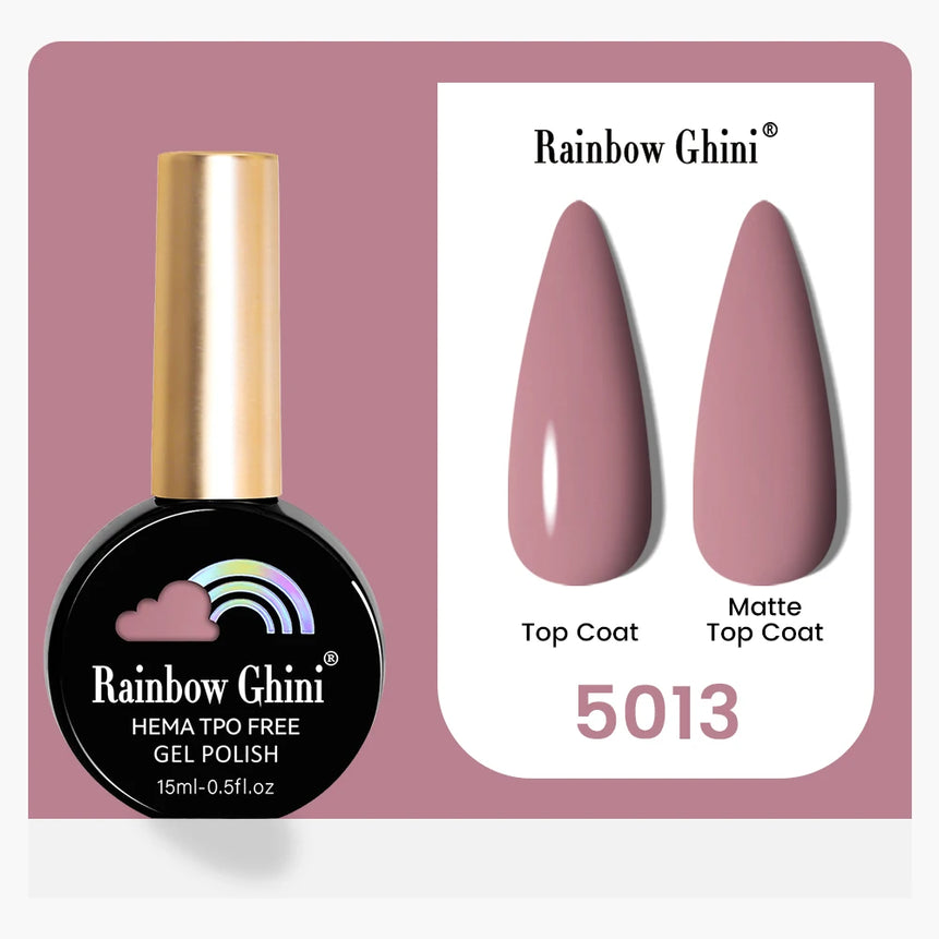 Rainbow Ghini 15ML 146 Colors Long-Lasting Colorful Gel Nail Polish Professional UV/LED Gel Polish Base Coat Matte Top Coat