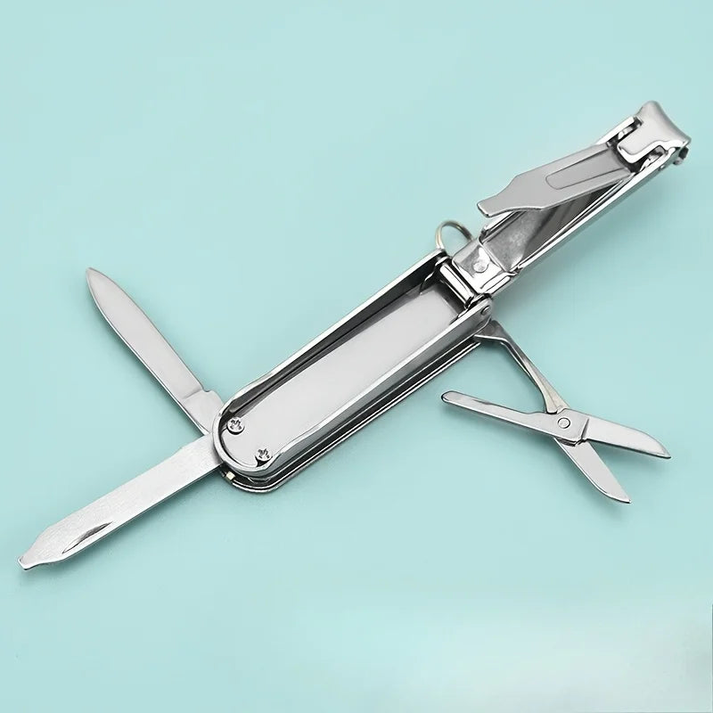 Multifunctional Stainless Steel Nail Clippers Six Functions Nail Files Bottle Opener and Small Scissor Portable Tools Manicure