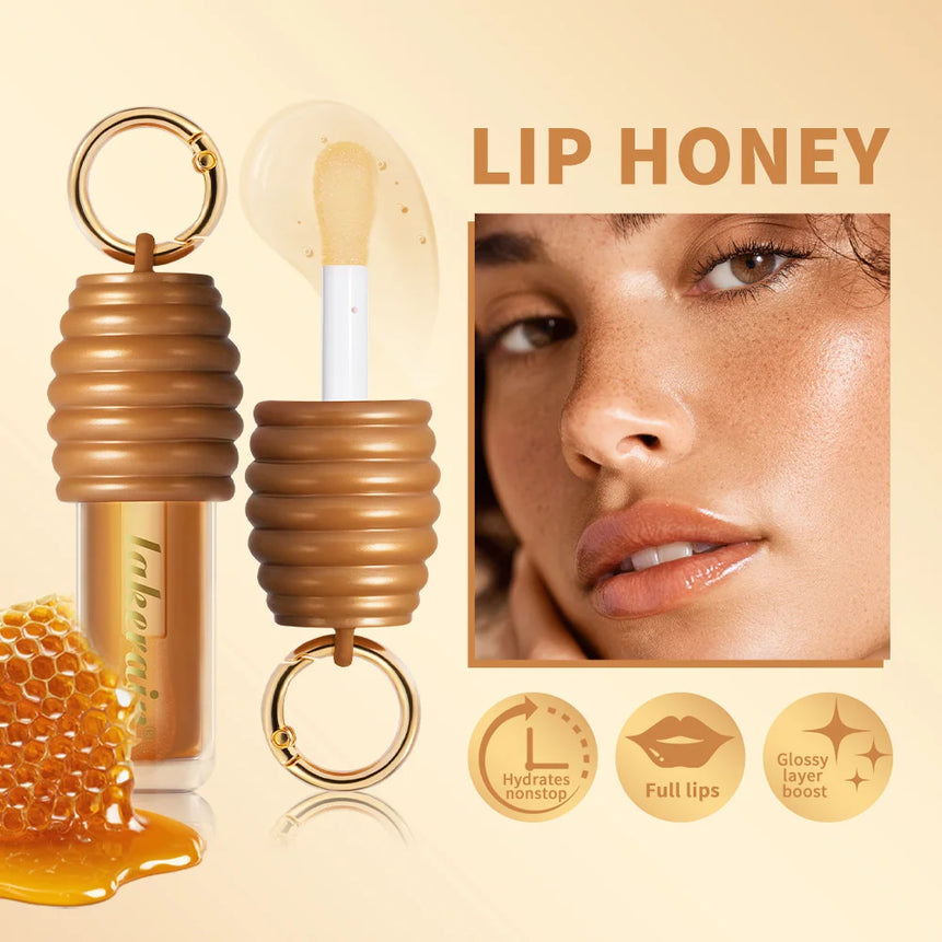 Lip Gloss Plumper Hydrating Lip Balm Smooth Long Lasting Moisturizing Nourishing Lips Honey Oil Non Sticky Cosmetics Bag Clip Ri