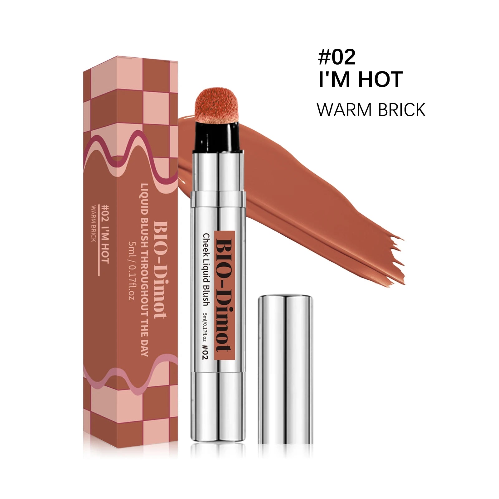 6 Colors Liquid Blush Stick with Sponge Tip Matte Makeup Waterproof Long-Lasting Color Correction Smooth for Lips and Cheeks