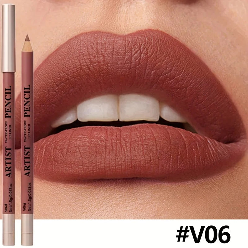 Matte Lip Liner Pencil Water-Resistant Long-Lasting Non-Dry Formula All Beige Types Matte Lip Makeup for Lipstick &Glossy Liners