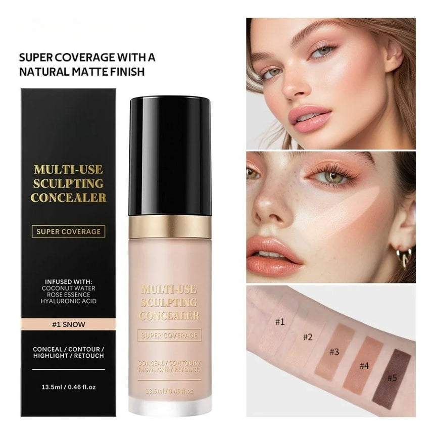 Super Coverage Concealer Multi-Use Cream Oil Free Long Lasting Hydrating Cover Contour Highlight and Retouch Face Makeup