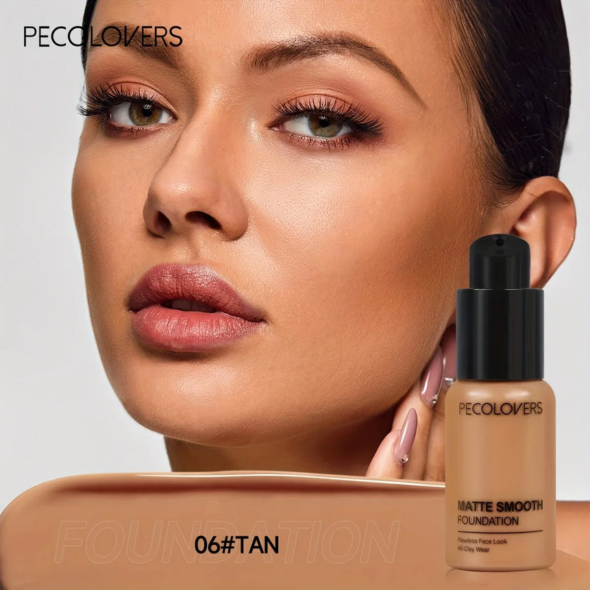 PECOLOVERS Matte Finish Liquid Foundation | Oil-Control, Waterproof, Full Coverage, Concealer, Suitable for All Skin Tones