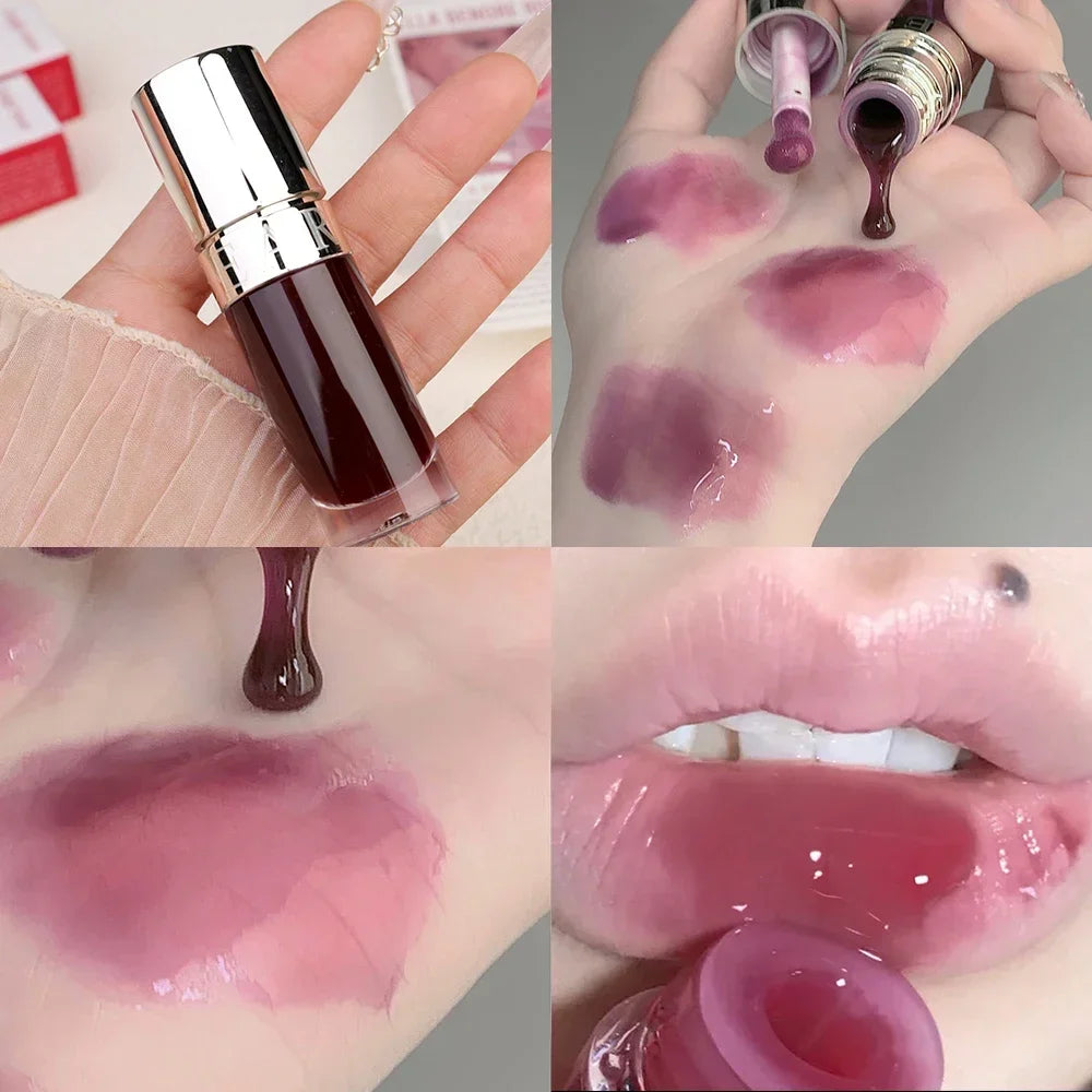 Water Mirror Lip Gloss Transparent Colored Glass Lip Oil Waterproof Lasting Moisturizing Lip Plumper Lipstick Makeup Cosmetics