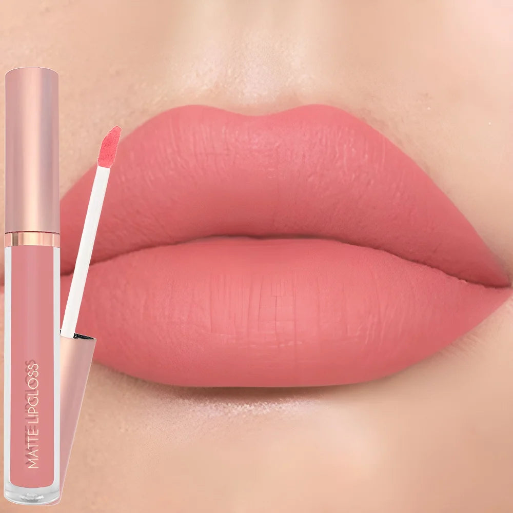 12Colors Creamy Matte Lip Gloss Long-lasting Velvet Non-drying Moisturizing Nude Berry Rose Lipstick Plump Lip Makeup Cosmetics