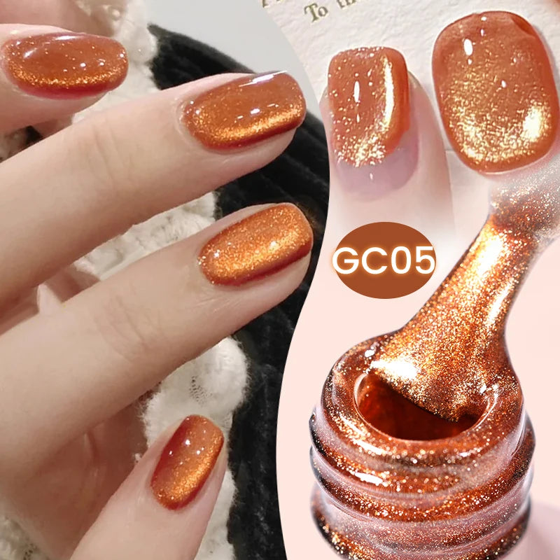 BORN PRETTY 10ml Black Glass Cat Magnetic Gel Nail Polish Silver Gold Glitter Semi Permanent Soak Off UV LED Gel Varnish