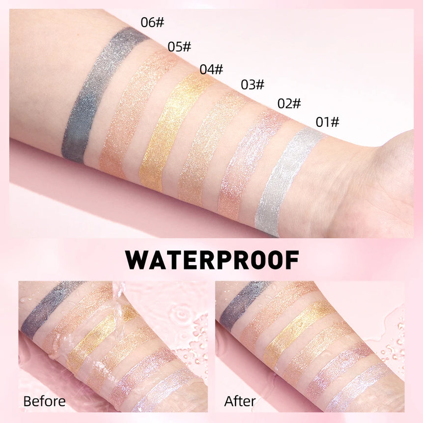 QIBEST 6 Colors Metallic Glitter Diamond Liquid Lipstick Waterproof Long Lasting Pearl Shiny Lip Gloss Charming Women Lip Makeup